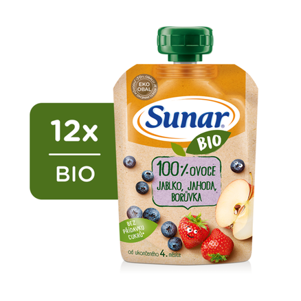 12x SUNAR BIO kapsička Jablko, jahoda, borůvka 100 g