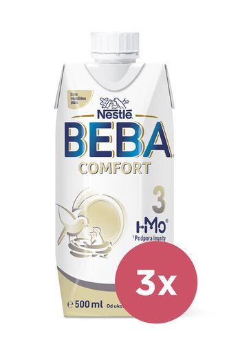 3x BEBA COMFORT 3 HM-O batoľacia tekutá mliečna výživa, 12+, tetra pack 500 m