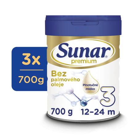 3x SUNAR Mlieko batoľacie Premium 3 700 g