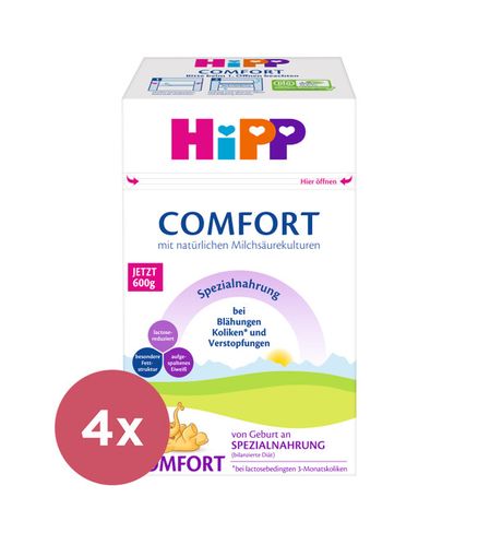 4x HiPP Comfort Špeciálna dojčenská výživa od narodenia, 600 g