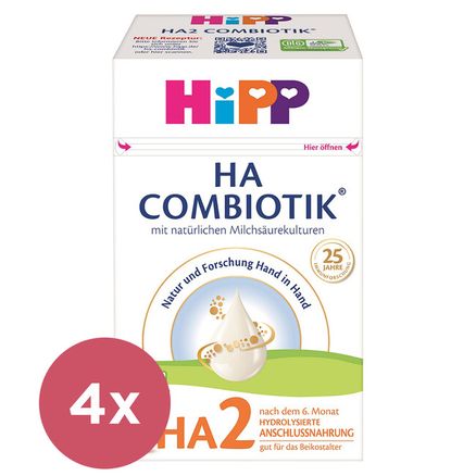 4x HiPP Výživa následná dojčenská mliečna HA 2 Combiotik® 600 g, od uk. 6. mesiaca