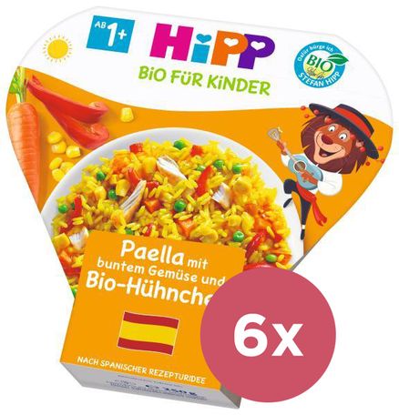 6x HiPP Príkrm zeleninovo-mäsový BIO Paella so zeleninou a kuracím mäsom 250g