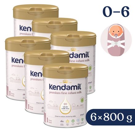 6x KENDAMIL Mlieko dojčenské Premium 1 DHA+ (800 g) 0m+