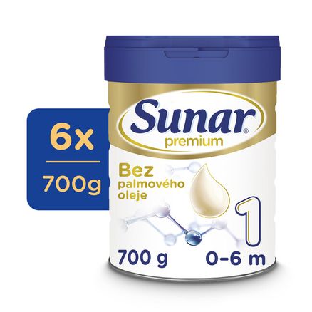 6x SUNAR Mlieko počiatočné Premium 1 700 g