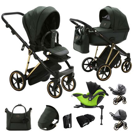 ADAMEX Kočík kombinovaný Belissa Special Edition Dark Green/Gold + DARČEK KIDDY Evoluna i-size 2+základňa