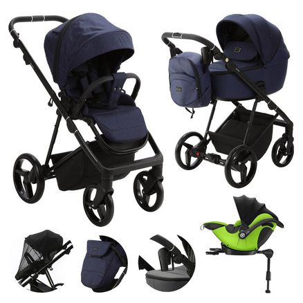 ADAMEX Kočík kombinovaný Blanc Standard Blue + DARČEK KIDDY Evoluna i-size 2 + základňa