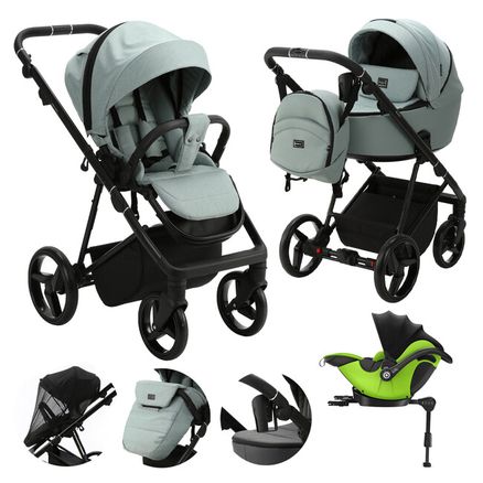 ADAMEX Kočík kombinovaný Blanc Standard Green + DARČEK KIDDY Evoluna i-size 2 + základňa