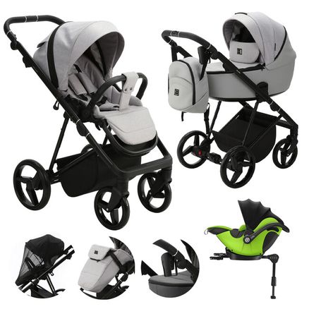 ADAMEX Kočík kombinovaný Blanc Standard Grey + DARČEK KIDDY Evoluna i-size 2 + základňa