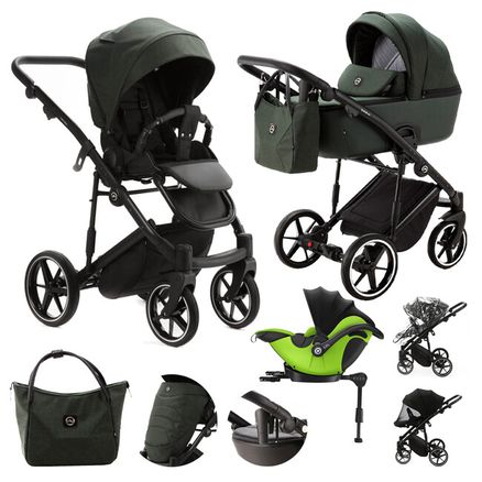 ADAMEX Kočík kombinovaný Mobi New Lux Green + DARČEK KIDDY Evoluna i-size 2 + základňa