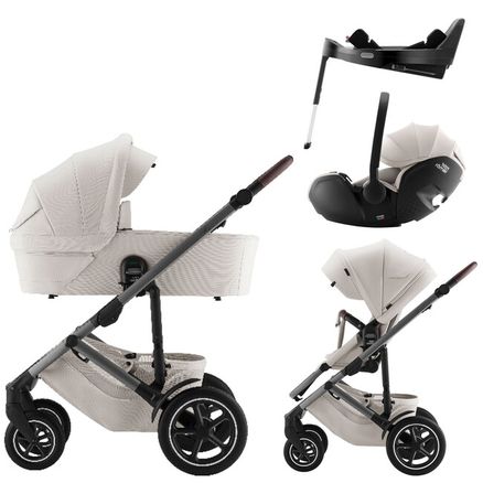 BRITAX Set kočárek Smile 5Z + hluboká korba + autosedačka Baby-Safe PRO + Vario Base 5Z Lux, Soft Taupe