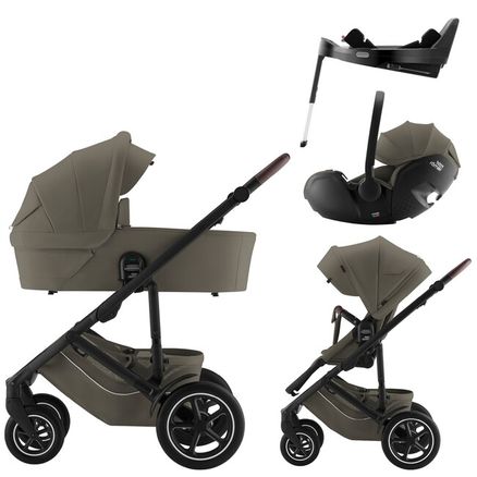 BRITAX Set kočárek Smile 5Z + hluboká korba + autosedačka Baby-Safe PRO + Vario Base 5Z Lux, Urban Olive