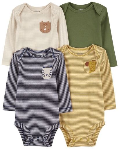 CARTER'S Body dlhý rukáv Navy/Olive Animal chlapec 4ks 18m/ veľ. 86