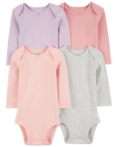 CARTER'S Body dlhý rukáv Purple/Grey/Pink dievča 4ks 24m/ veľ. 92