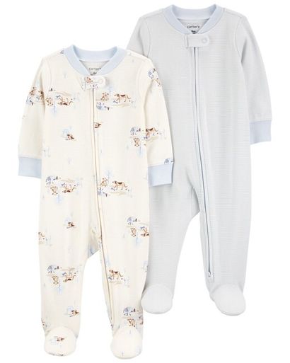 CARTER'S Overal na zips Sleep&Play Blue Dog/Stripe chlapec 2ks 3m/ veľ. 62