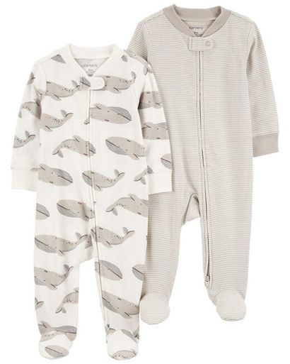 CARTER'S Overal na zips Sleep&Play Gray Whale/Stripe neutrál 2ks 9m/ veľ. 74