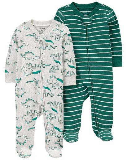 CARTER'S Overal na zips Sleep&Play Green Dino/Stripe chlapec 2ks 6m/ veľ. 68