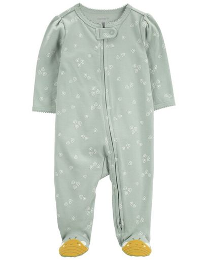 CARTER'S Overal na zips Sleep&Play Green Floral Bee dievča NB/ veľ. 56