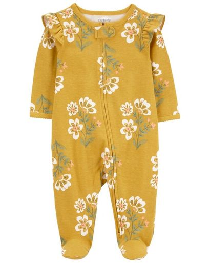 CARTER'S Overal na zips Sleep&Play Mustard Floral dievča 9m/ veľ. 74