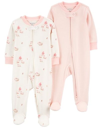 CARTER'S Overal na zips Sleep&Play Pink Sheep/Stripe dievča 2ks 6m/ veľ. 68