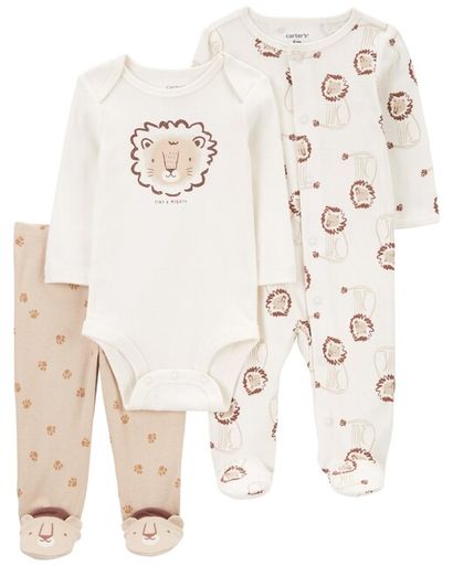 CARTER'S Set 3dielny overal, body dl. rukáv, polodupačky Ivory Lion chlapec 6m/ veľ. 68