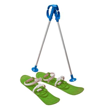 Detské lyže s viazaním a palicami Baby Mix BIG FOOT 42 cm zelené - Zelená