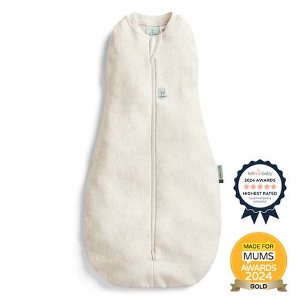 ERGOPOUCH Zavinovačka a vak na spanie 2v1 Cocoon Oatmeal Marle 0-3 m, 3-6 kg, 0,2 tog