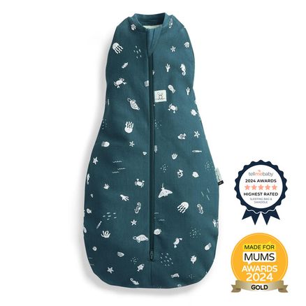 ERGOPOUCH Zavinovačka a vak na spanie 2v1 Cocoon Ocean 6-12 m, 8-10 kg, 0,2 tog