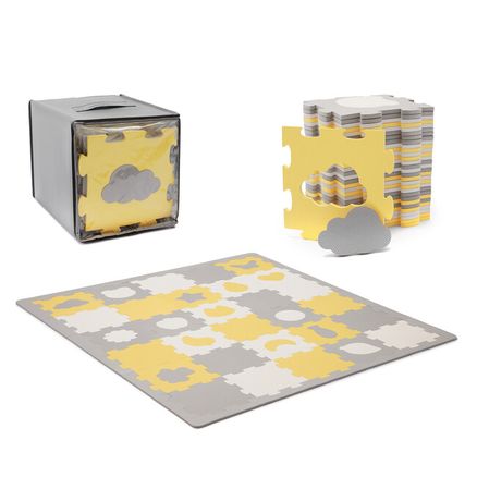 KINDERKRAFT SELECT Podložka penová puzzle Luno Shapes 185 x 165 cm Yellow, 30ks, Premium