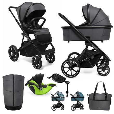 MUUVO Kočík kombinovaný Slick 2.0 set 2v1 Iron graphite + DARČEK KIDDY Evoluna i-size 2 + základňa