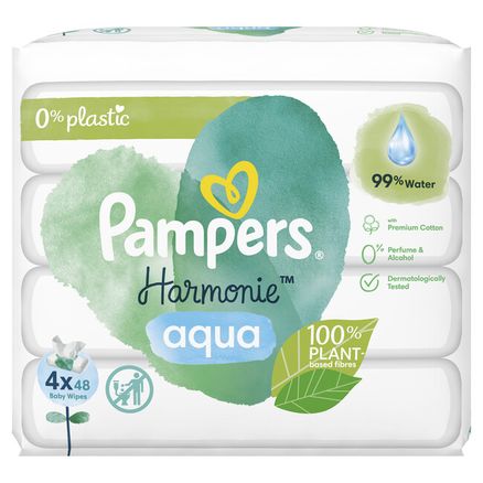 PAMPERS Harmonie Aqua vlhčené obrúsky 4 balenie = 192 obrúskov