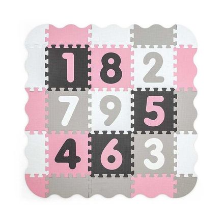 Penové puzzle podložka ohrádka Milly Mally Jolly 3x3 Digits Pink Grey - Ružová