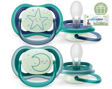 Philips AVENT Cumlík Ultra air nočný 6-18m chlapec 2ks + Darček WaterWipes