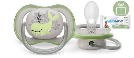 Philips AVENT Cumlík Ultra air obrázok 6-18m veľryba 1ks + Darček WaterWipes