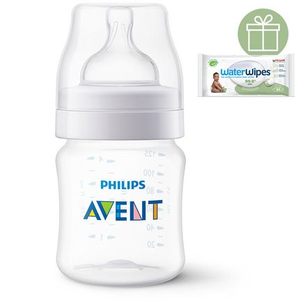 Philips AVENT Fľaša Anti-colic 125ml, 0+m + Darček WaterWipes