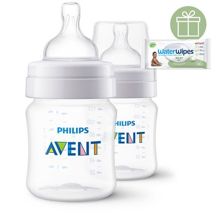 Philips AVENT Fľaša Anti-colic 125ml 0m+ 2 ks + Darček WaterWipes