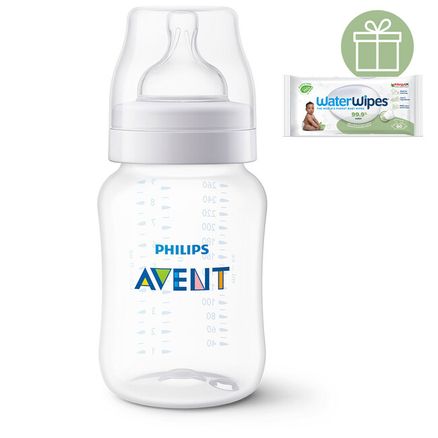 Philips AVENT Fľaša Anti-colic 260ml 1m+ + Darček WaterWipes