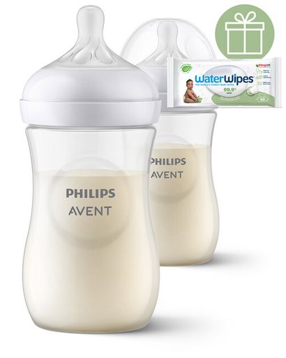 Philips AVENT Fľaša Natural Response 260 ml, 1m+ 2 ks + Darček WaterWipes