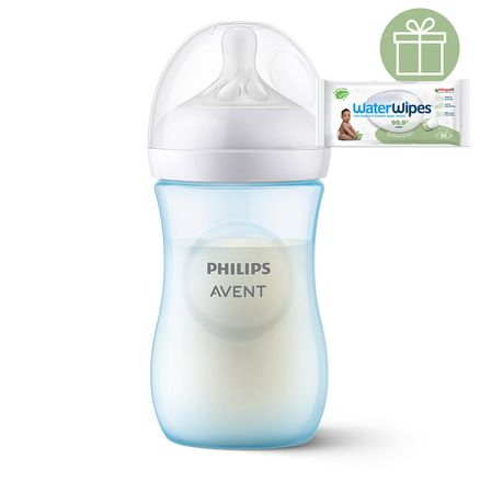 Philips AVENT Fľaša Natural Response 260 ml, 1m+ modrá + Darček WaterWipes