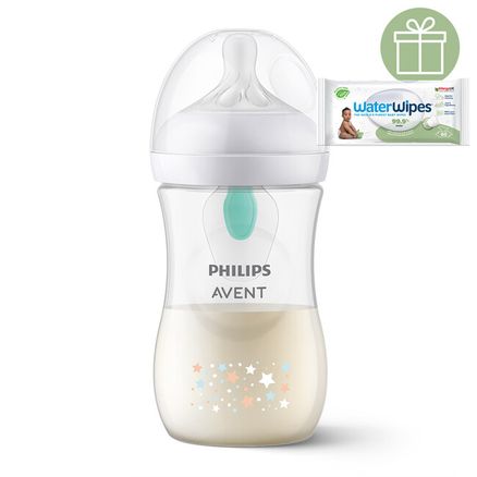 Philips AVENT Fľaša Natural Response s ventilom AirFree 260 ml, 1m+ medveď + Darček WaterWipes