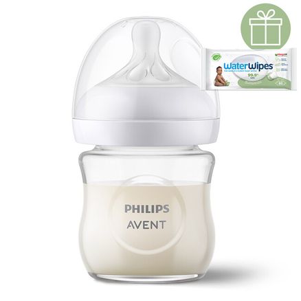 Philips AVENT Fľaša Natural Response sklenená 120 ml, 0m+ + Darček WaterWipes