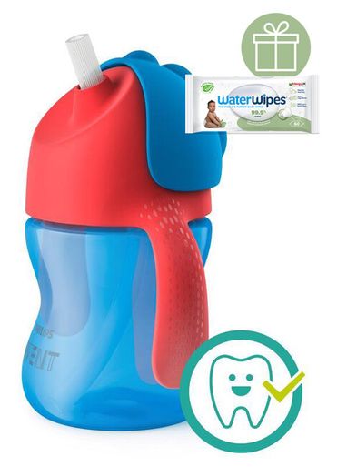 Philips AVENT Hrnček 200 ml Bendy s ohybnou slamkou chlapec + Darček WaterWipes