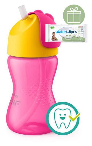 Philips AVENT Hrnček 300 ml Bendy s ohybnou slamkou dievča + Darček WaterWipes