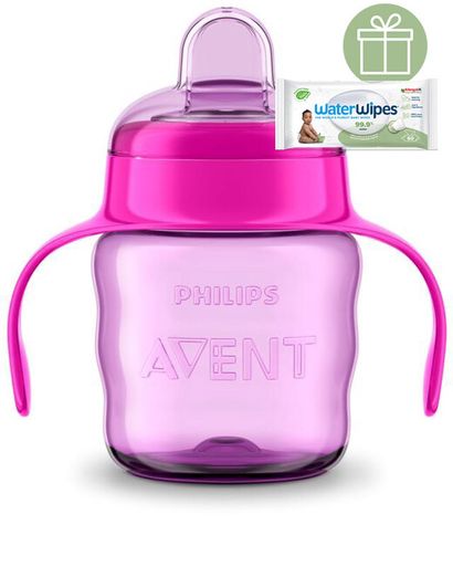 Philips AVENT Hrnček pre prvé dúšky Klasik 200 ml s držadlami dievča + Darček WaterWipes