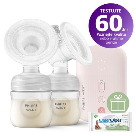 Philips AVENT Odsávačka materského mlieka elektrická DUO SCF397/31 + Darček WaterWipes