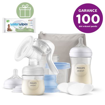 Philips AVENT Odsávačka materského mlieka manuálna štartovacia sada + Darček WaterWipes