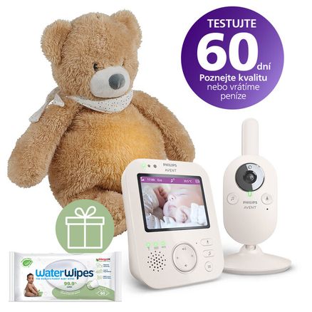 Philips AVENT Pestúnka detská video SCD891/26+NATTOU Uspávačik 4v1 Sleepy Bear Pale Brown 0m++WW 60k + Darček WaterWipes